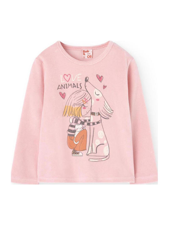 Boboli Παιδική Πιτζάμα Χειμωνιάτικη Βαμβακερή Pink