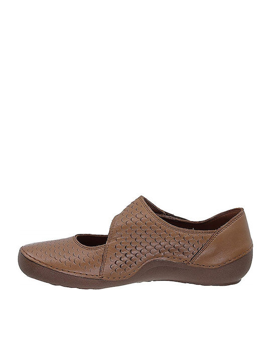 Lederne Damen Ballerinas in Tabac Braun Farbe