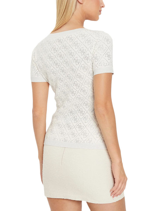 Damen Bluse Kurzärmelig Silver-cream