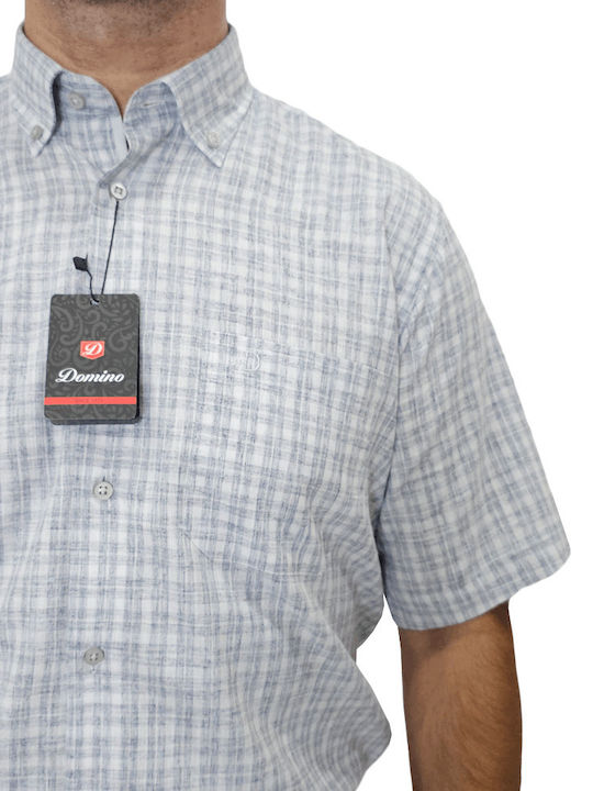 Domino Men's Shirt Short Sleeve Checked Grey