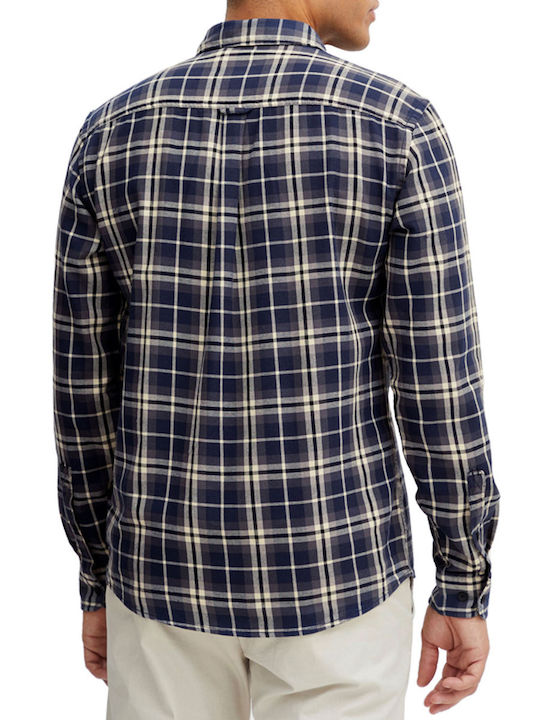 Blend Men's Shirt Long Sleeve Flannel Checked Blue