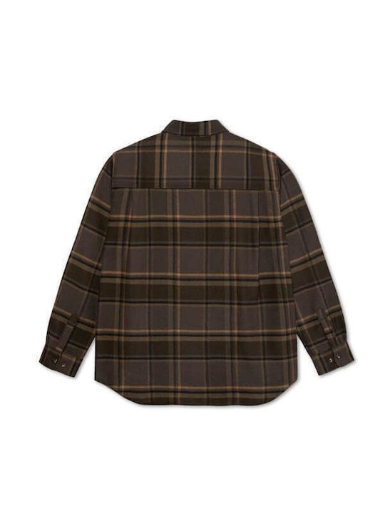 Polar Men's Shirt Long Sleeve Flannel Brown/mauve