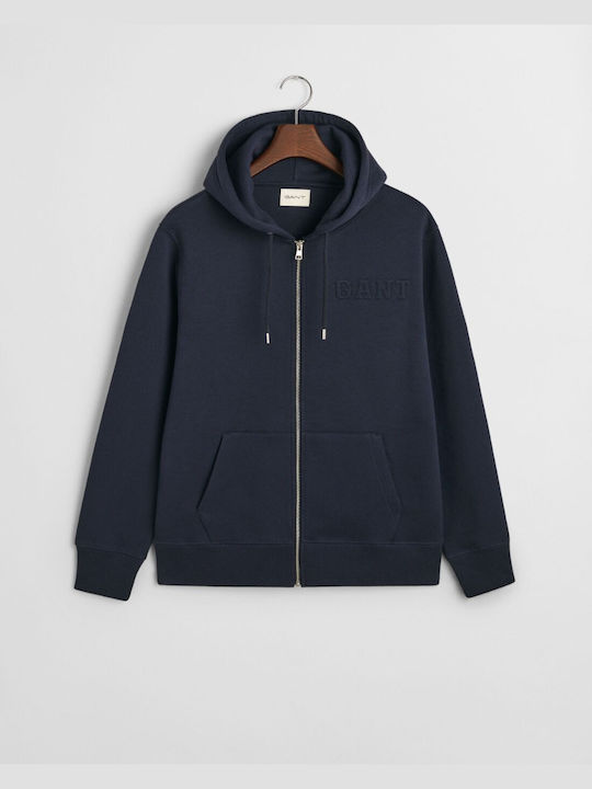 Gant Men's Sweatshirt Jacket with Hood Dark Blue