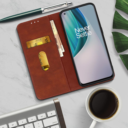 Flip Wallet Hülle Schlanke Abdeckung Oneplus Nord N10 5G Silikonhülle – Braun