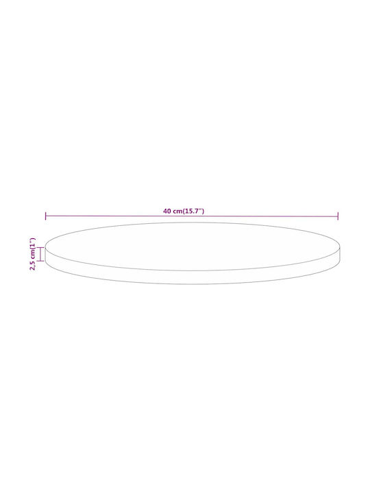 vidaXL Round Table Surface made of Solid Wood Mango 40x40x2.5cm 370070 1pcs