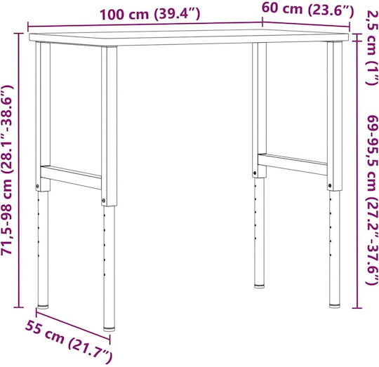 vidaXL Πάγκος Εργασίας 60x71x100cm 3309682