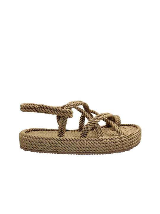 Twist Damen Flache Sandalen Camel