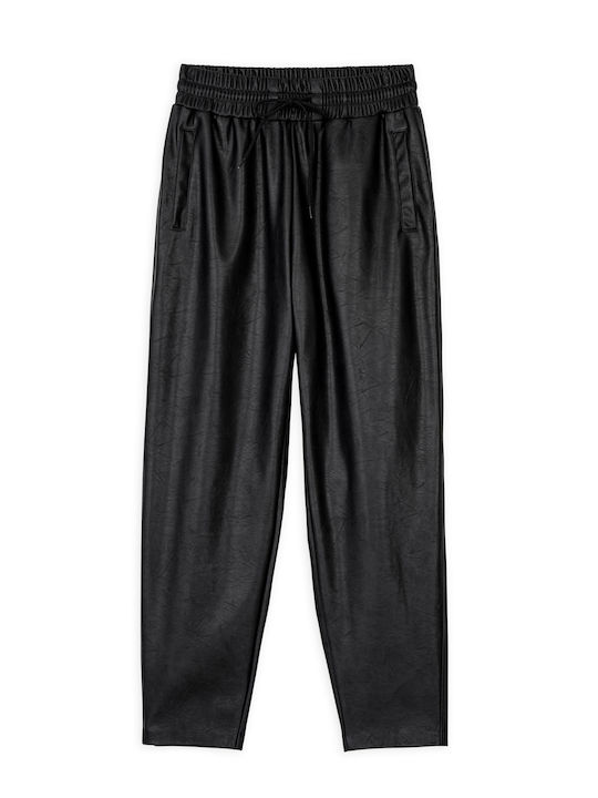 Philosophy Wear Femei Piele Pantaloni cu Croială Normală Black