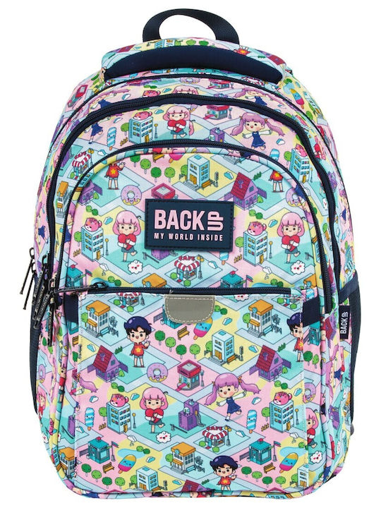BackUP Ghiozdan De Spate Școala Gimnazială- Liceu Cu Husă Pentru Sticlă De Apă Multicolor 27 X 20 X 39 Cm