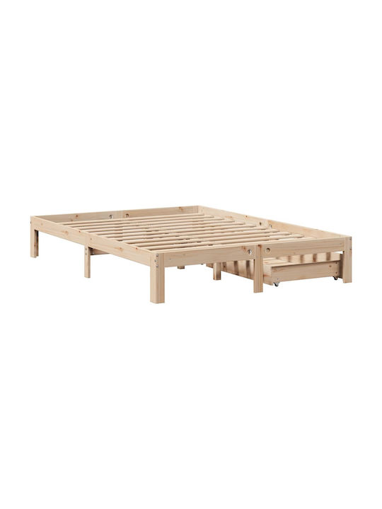 Vidaxl Bed Frame with Drawers Without Mattress 160x200cm 1 Piece Double Brown