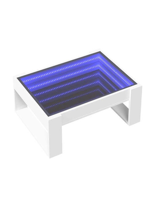 Rectangular Side Table Glass with LED White L70xW53xH30cm.