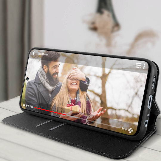 Honor 70 Lite X8 5G X6 Mobile Phone Case Card Holder Cover Video Stand Black