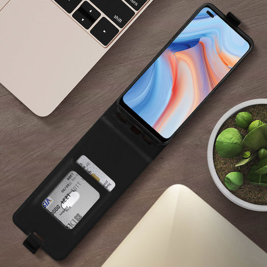 Case Oppo Reno 4 Vertical Flap Card Holder Protection Black