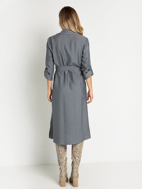 Toi&Moi Midi Shirt Dress Dress Gray