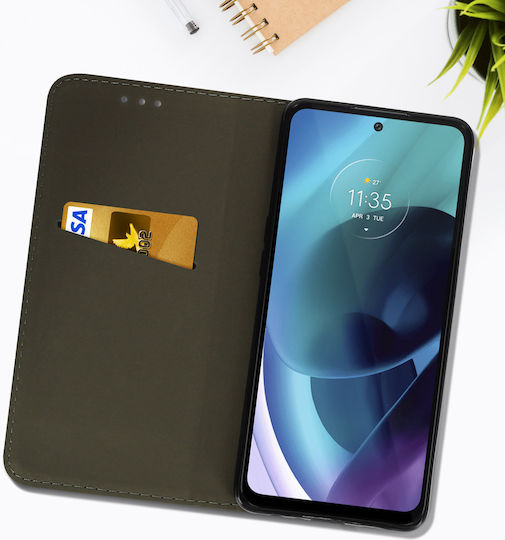Folio Case for Motorola Moto G71 5G Magnetic Cover Card Holder Stand Black