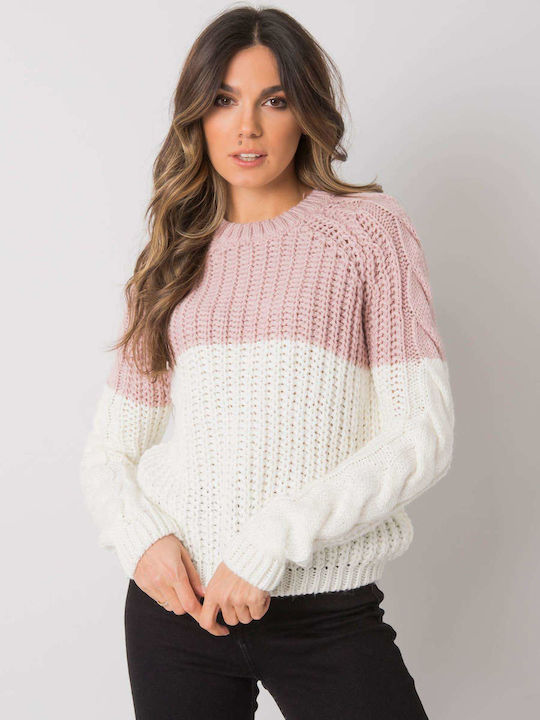 Rue Paris Damen Langarm Pullover Light Pink