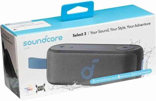 Anker Select 3 Αδιάβροχο Ηχείο Bluetooth 16W με Διάρκεια Μπαταρίας έως 20 ώρες Μαύρο