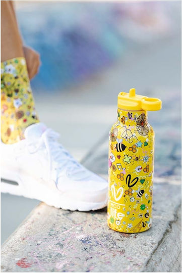 Lifegreen Sticlă Termos Oțel inoxidabil / Plastic / Sticlă Fără BPA 500ml Joy cu Pai