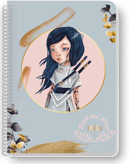 Black & White Spiral Notebook Ruled B5 30 Sheets Miia 1pcs