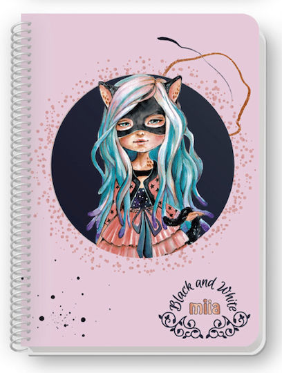 Black & White Spiral Notebook Ruled B5 30 Sheets Miia 1pcs