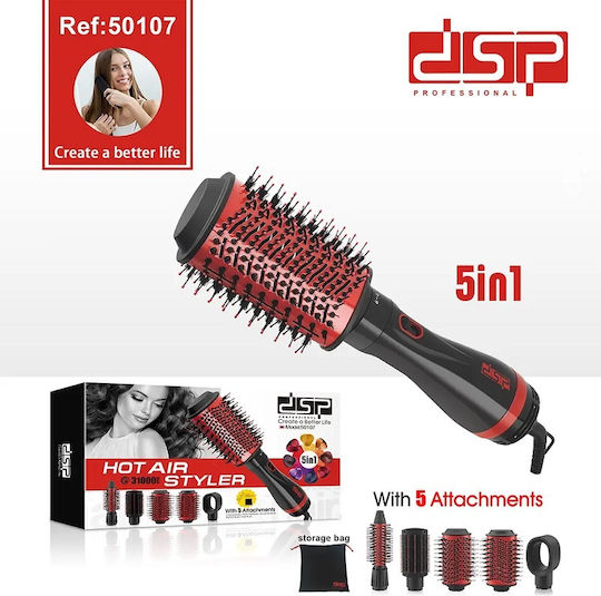 DSP 50107 Electric Brush with Air for Hair Straightening 1000W Black / Red