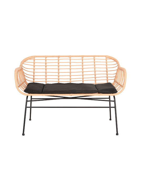 Zweisitziges Sofa Außenbereich Rattan mit Kissen 120x62x80cm