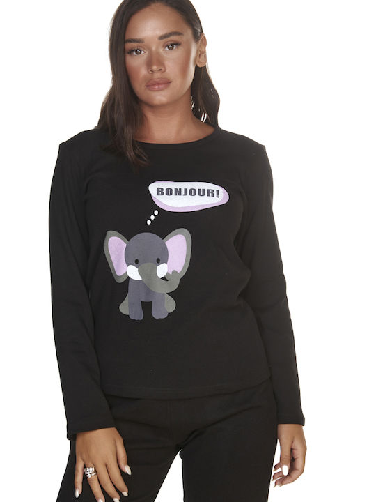 Women's Pyjamas Elephant Logo Black