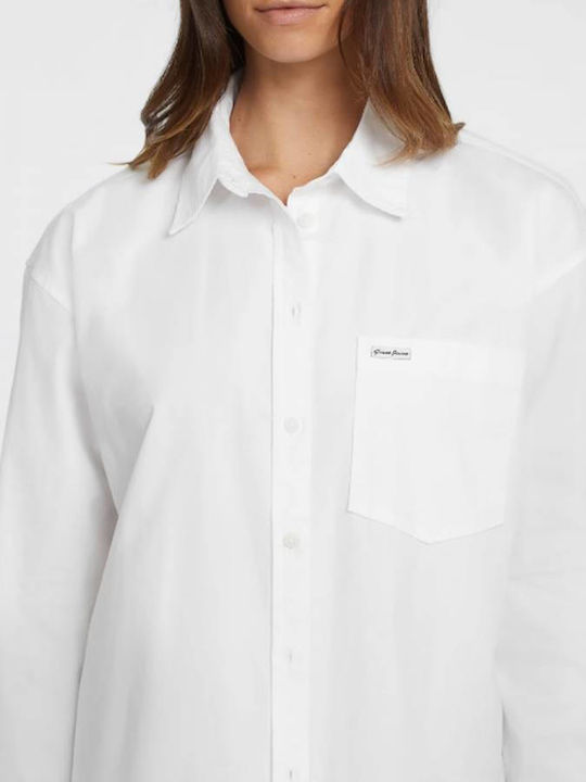 Langärmelig Damen Hemd White