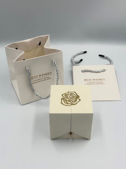 Box with Rose in Jewelry Case Valentine's Day Souvenir for Lovers White