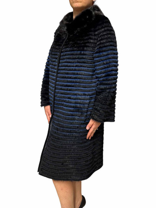 Frauen Pelz Black-blue