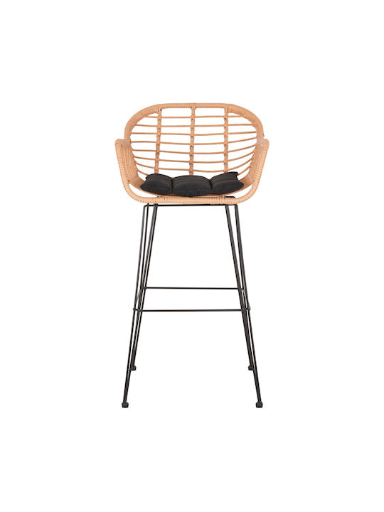 Scaun De Bar Pentru Exterior Rattan Allegra Cu Pernă Bej, Negru 54x55x108cm