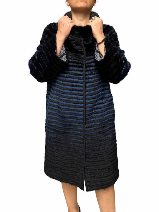 Frauen Pelz Black-blue