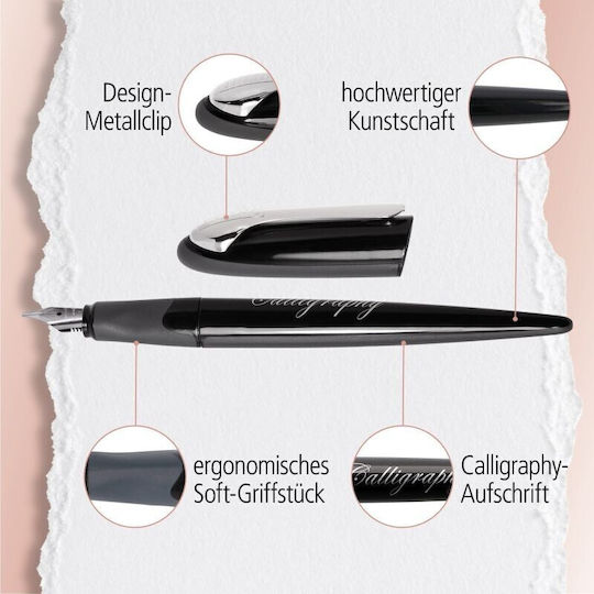 Online Stilou Caligrafie Dop 1.4mm Neagră cu Cerneală Neagră
