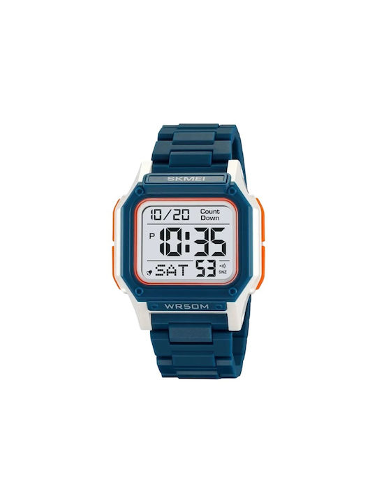 Skmei Digital Watch Battery with Metal Bracelet Blue