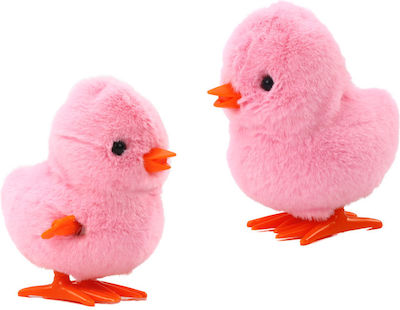 Plush Jumping Chicken Wind-Up Pink 9 cm