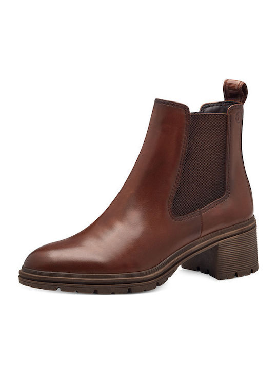 Leather Women's Ankle Boots Tabac Brown