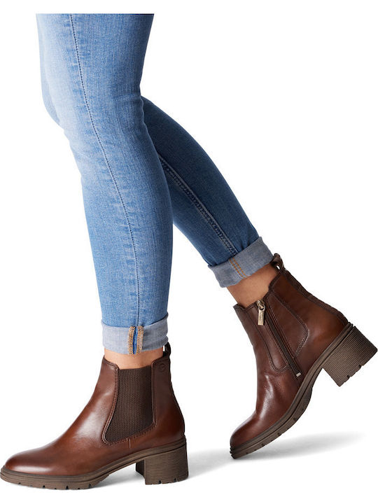 Leather Women's Ankle Boots Tabac Brown