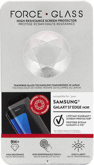 Force Glass Tempered Glass Film for Galaxy S7 Edge Curved Edges Black
