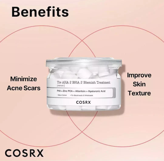 Cosrx The AHA 2 BHA 2 Blemish Treatment Soothing & Moisturizing Serum Face with Hyaluronic Acid for Detoxification & Dark Spots 50gr