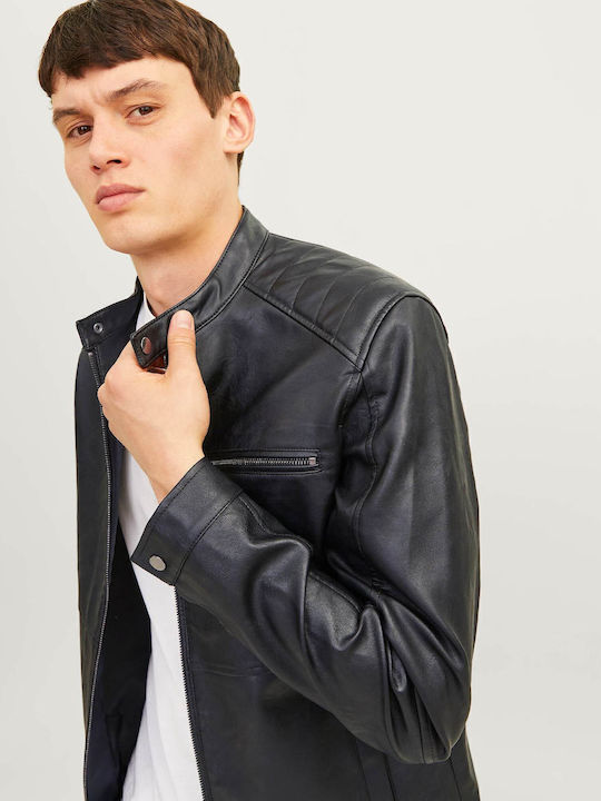 Μπουφάν από Δερματίνη Biker Black