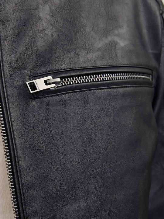 Μπουφάν από Δερματίνη Biker Black