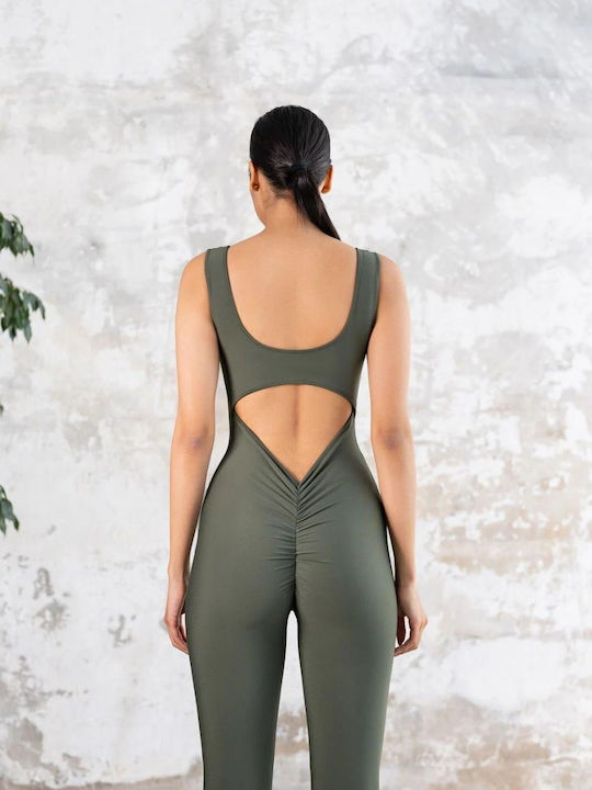 Shaping Push-up Ruched Jumpsuit Q-821 Khaki