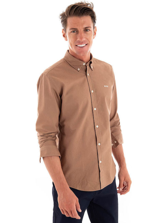 Boss Baumwolle Hemd Beige