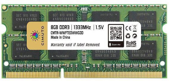 Cimuto DDR3 με Module 1x8GB και Ταχύτητα 1333 για Laptop