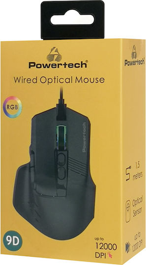 Powertech PT-1274 RGB Gaming Gaming Maus 12000 DPI Schwarz