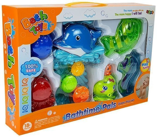 Lean Toys Dolphin Bathing Kit Sea Animals Plastic Waterfall Παιχνίδι Μπάνιου