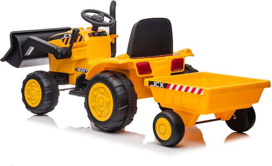 Kids 12V Electric Ride On Tractor with Trailer Yellow