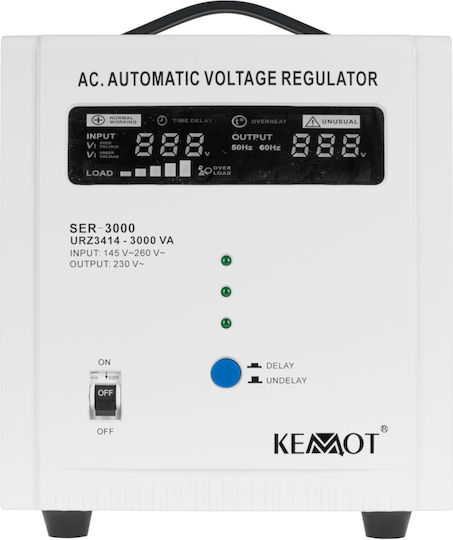 Kemot SER-3000 Σταθεροποιητής Τάσης Servo 3000VA με 2 Πρίζες Ρεύματος