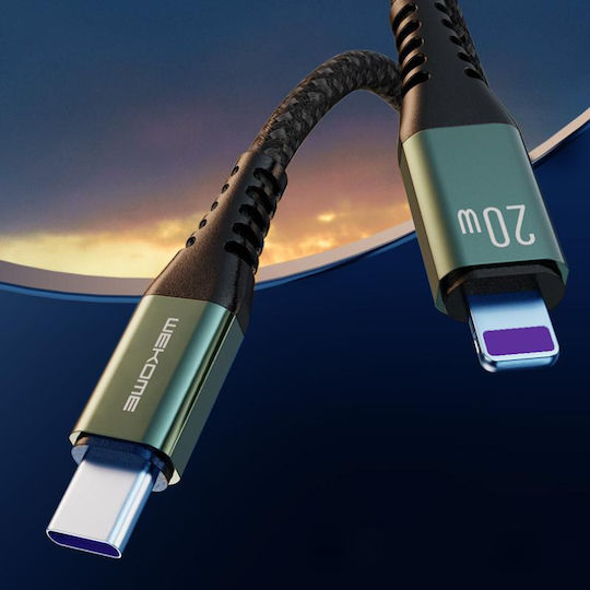 WK Braided USB to Type-C / Lightning / micro USB 1.2m 6A Cable Gray (WK-WDC-170_SILVER)