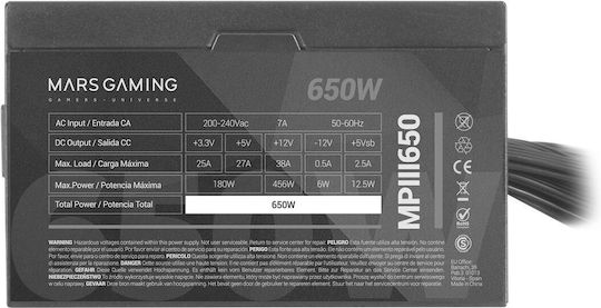 Mars Gaming MPIII650 650W Черен Компютърно захранване Пълен кабел
